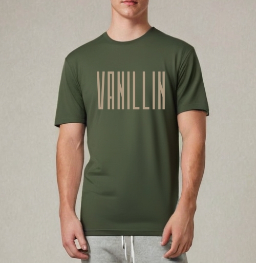 Фотография футболки Vanillin - Ванилин / Стильный бежевый высокий шрифт на сером фоне