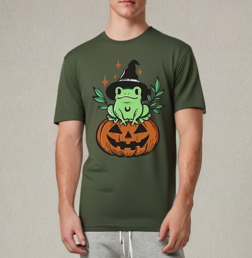 Фотография футболки Witch Frog Pumpkin / Ведьма Лягушка Магия Хэллоуина Октябрь