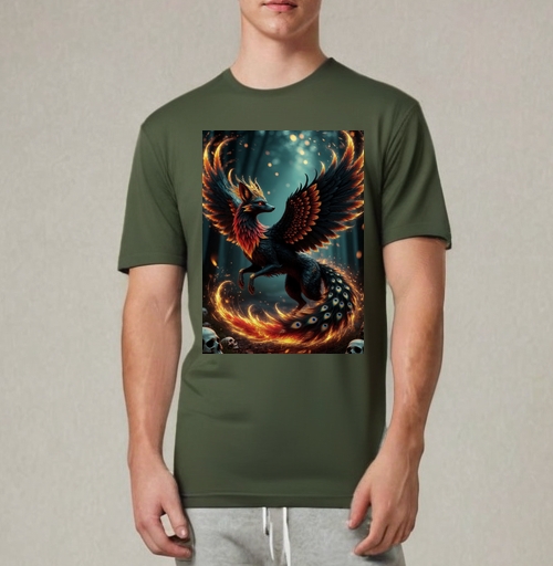 Фотография футболки Fire Fox Phoenix Hybrid – Огненная лиса феникс в лесу мистический дух природы