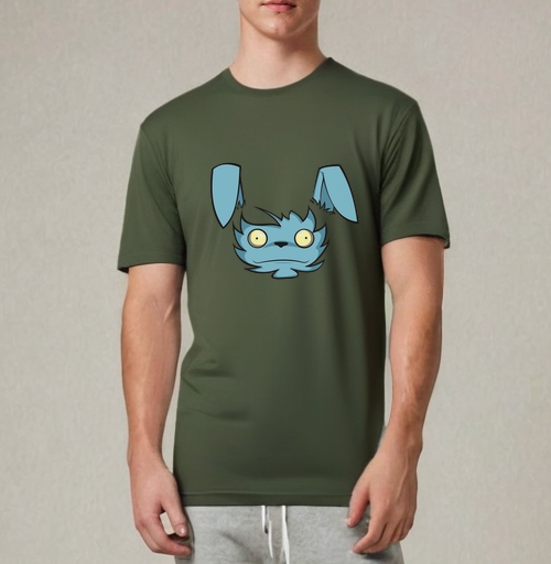 Фотография футболки Mad Blue Rabbit – Безумный голубой кролик в дикой мимике зверя