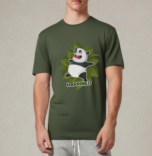 Фотография футболки Радостная панда в прыжке / Joyful Panda HAPPINESS Счастье Радость