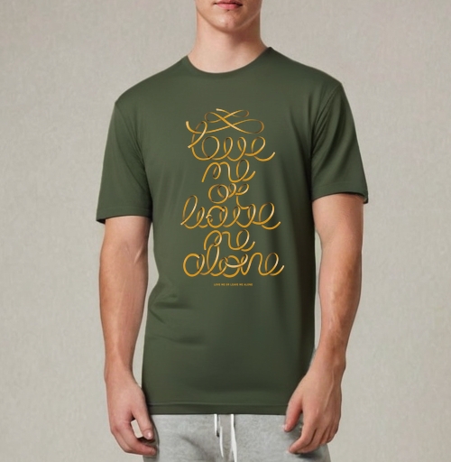 Фотография футболки Gold ribbon lettering / Люби или уходи saying Love me or leave me alone