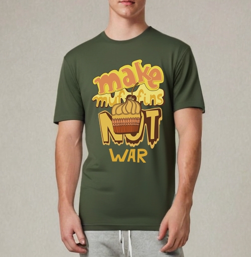 Фотография футболки Футболка с принтом Make Muffins Not War
