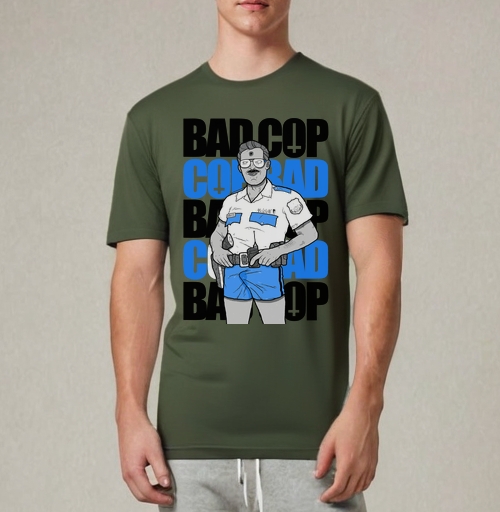 Фотография футболки Ироничный принт Bad Cop McLOVIN в стиле комикс-арт