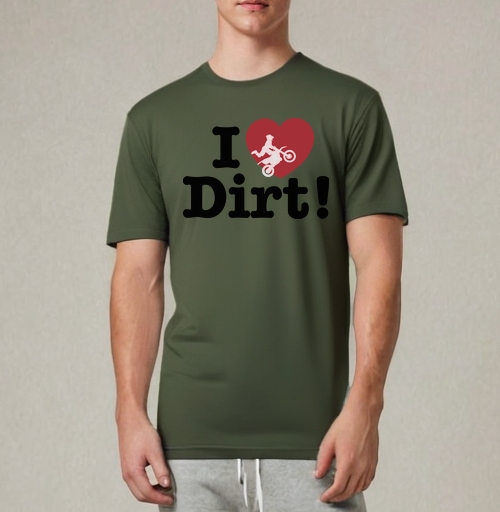 Фотография футболки Футболка I ❤️ Dirt – страсть к мотокроссу и грязи