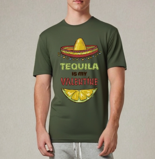 Фотография футболки Открытка «Tequila is my Valentine» с юмором