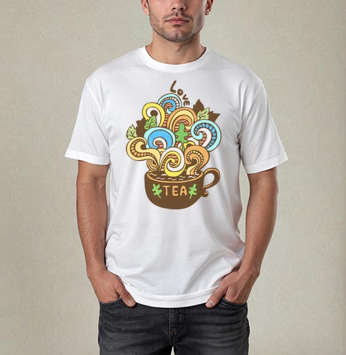 Фотография футболки Чашка Love Tea с ярким фантазийным дизайном