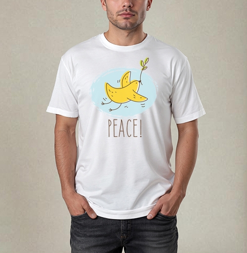Фотография футболки Банан-птица 'PEACE!' — символ мира и юмора