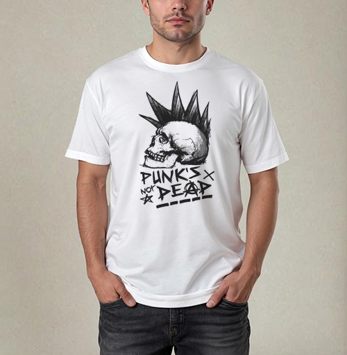 Фотография футболки Череп с ирокезом PUNKS NOT DEAD – панк-графика