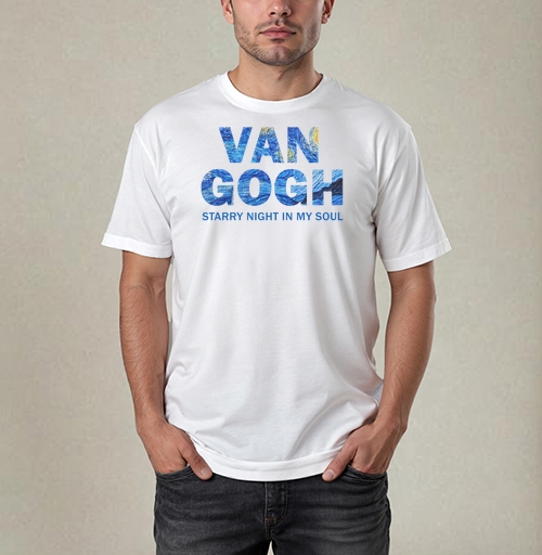Фотография футболки Van Gogh / Ван Гог вдохновляющая типографика звездная ночь художника