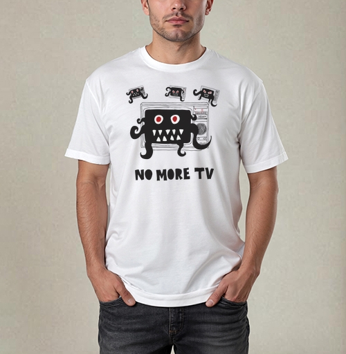 Фотография футболки Захватывающие зубастые монстры трансформируют телевизоры больше никакого ТВ