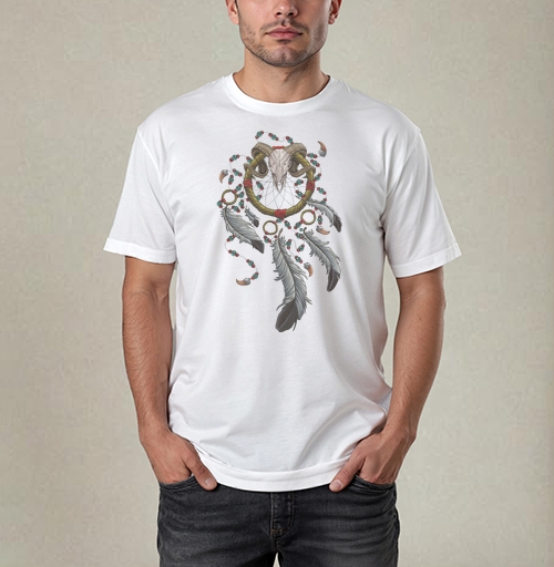 Фотография футболки Магический ловец снов с черепом барана Dreamcatcher Skull Amulet