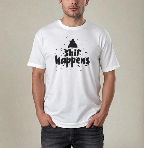Фотография футболки Стикер «Shit happens» — смелый графический дизайн