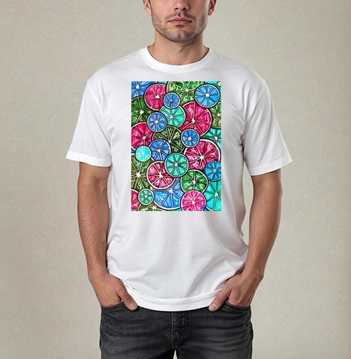 Фотография футболки Яркие цитрусовые срезы в насыщенных и сочных оттенках