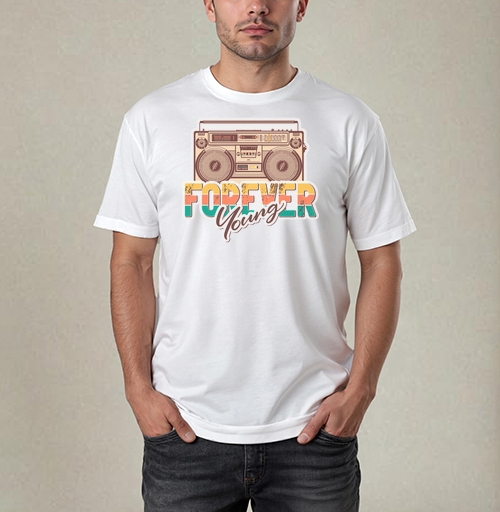 Фотография футболки Ретро бумбокс FOREVER Young винтажный принт