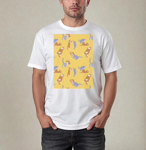 Фотография футболки Playful Pets Cats Pattern – Паттерн игры веселых котиков дизайн