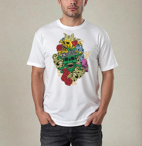 Фотография футболки Цветные черепа и винтаж