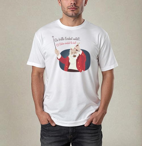 Фотография футболки Дед Мороз с рогами и бутылкой в красном пиджаке