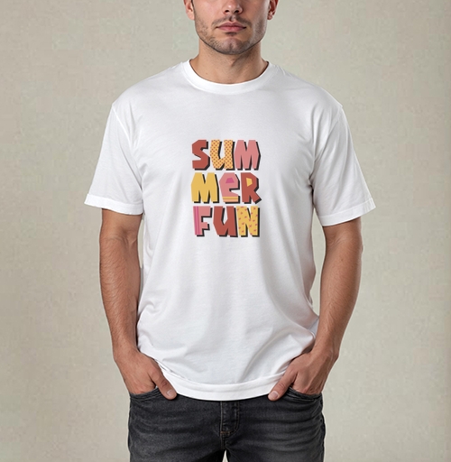 Фотография футболки Летние забавы теплые цвета летний текст summer fun