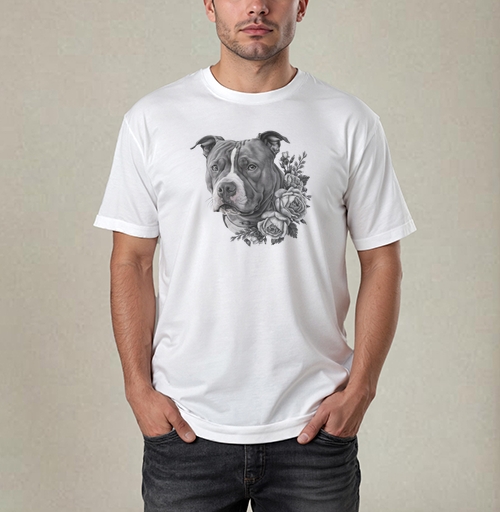 Фотография футболки Собака  цветы