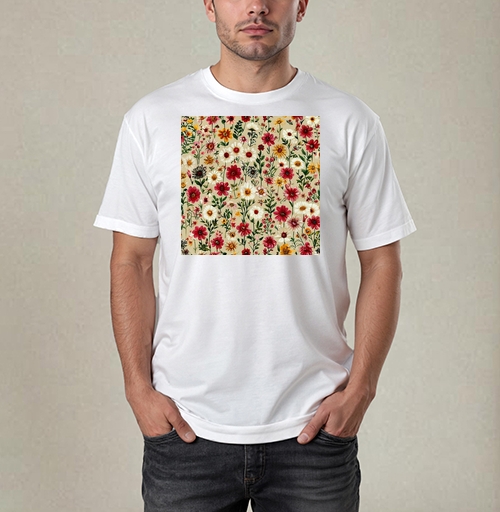 Фотография футболки Vintage Wildflower Meadow Garden Pattern / Винтажный луг садовый полевые цветы