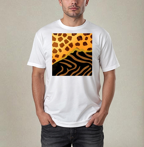 Фотография футболки Golden animal print / Золотой анималистичный паттерн зебры и жирафа
