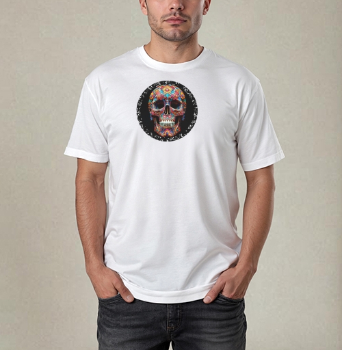 Фотография футболки Floral Skull - Цветочный мексиканский череп яркий красочный декор
