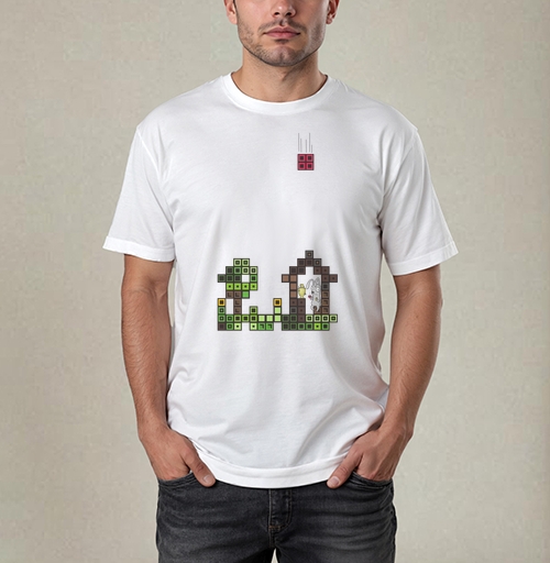 Фотография футболки Tetris Rabbit – Тетрисный кролик сохраняет уют пока весь мир рушится