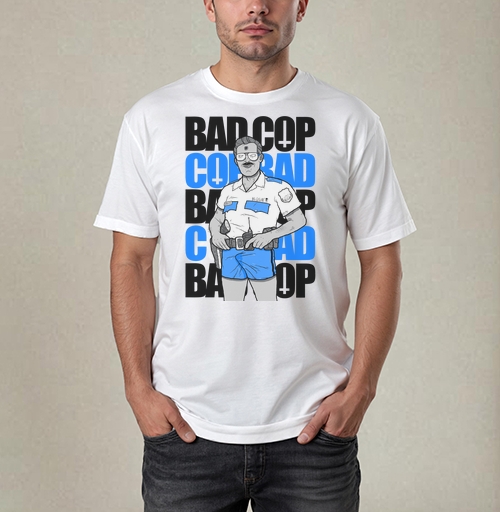 Фотография футболки Ироничный принт Bad Cop McLOVIN в стиле комикс-арт