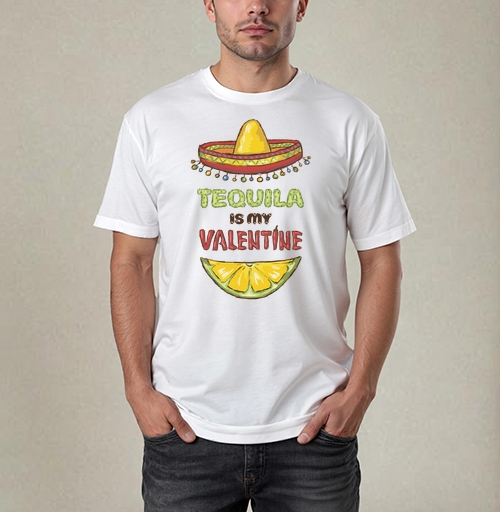 Фотография футболки Открытка «Tequila is my Valentine» с юмором