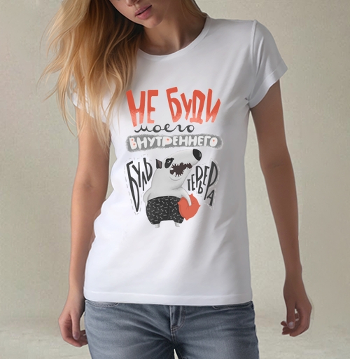 Фотография футболки Футболка с забавным злым бультерьером в пижаме