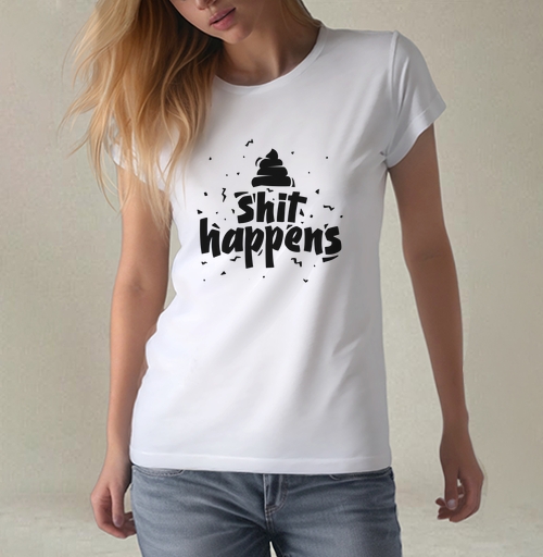Фотография футболки Стикер «Shit happens» — смелый графический дизайн