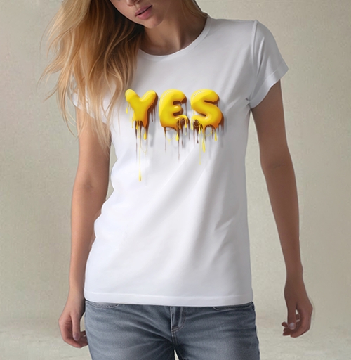 Фотография футболки Объемные желтые капающие буквы да Yes