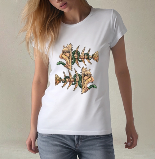 Фотография футболки Гротескные маски с змееподобными цепями
