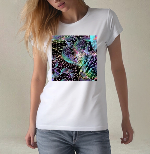 Фотография футболки Неоновый танец тропиков запах блеск voile shimmer print trend 2021