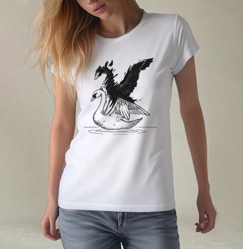 Фотография футболки Лебеди черный и белый