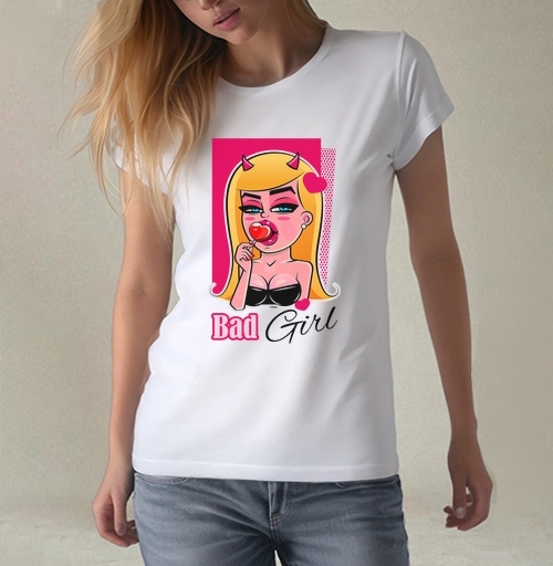Фотография футболки Дерзкая девушка с леденцом и рогами Bad Girl