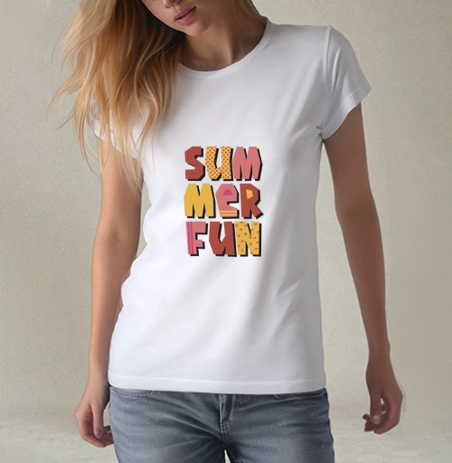 Фотография футболки Летние забавы теплые цвета летний текст summer fun