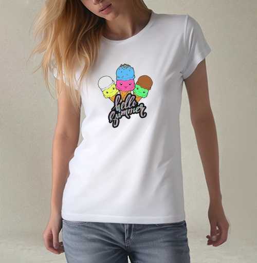 Фотография футболки Весёлое мороженое на летнем фоне hello summer