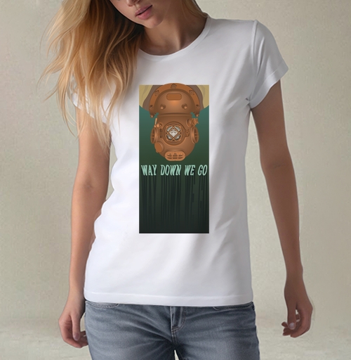 Фотография футболки Погружение вглубь моря с подводным шлемом Way down we go