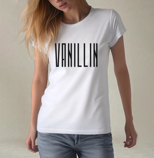 Фотография футболки Геометрический шрифт VANILLIN – Ванилин черный текст декор