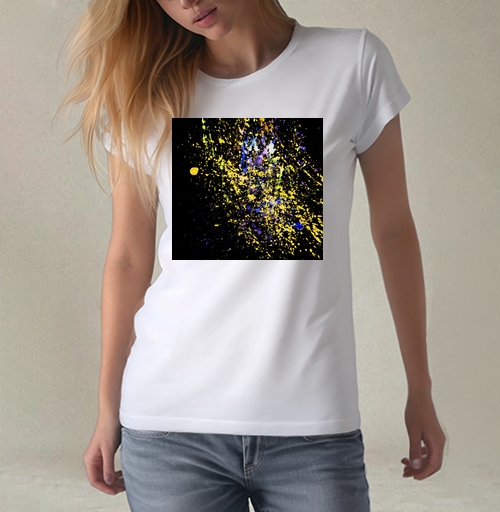 Фотография футболки Яркая экспрессия на фоне Abstract Paint Splashes Абстрактные брызги краски