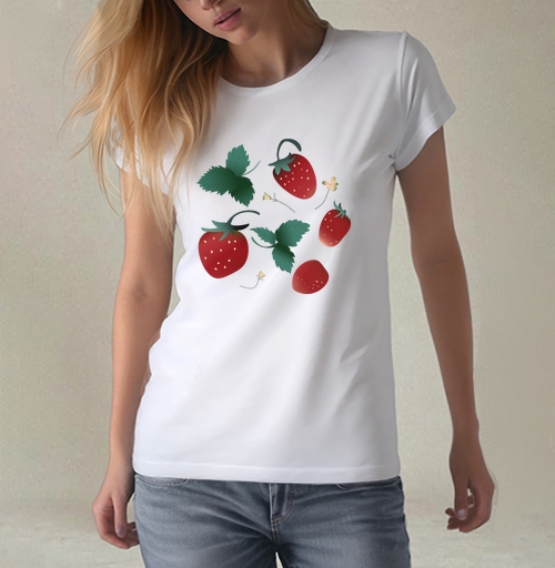Фотография футболки Fresh Red Sweet Berries Strawberry Garden – Садовая клубника