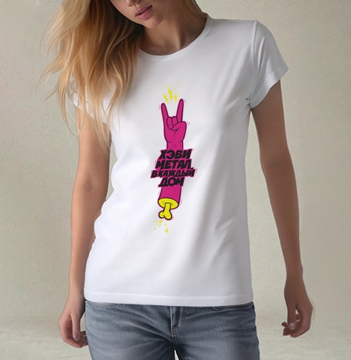 Фотография футболки Rock Hand / Розовая рука рок жест с молниями В КАЖДЫЙ ДОМ