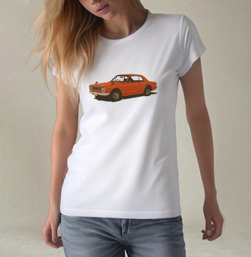 Фотография футболки Nissan Skyline GT-R Хакосука в оранжевом цвете