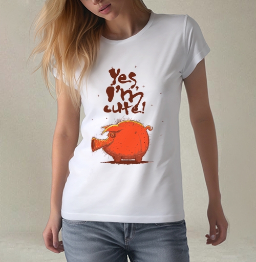 Фотография футболки Ироничная и самоуверенная свинья милая Yes Im Cute