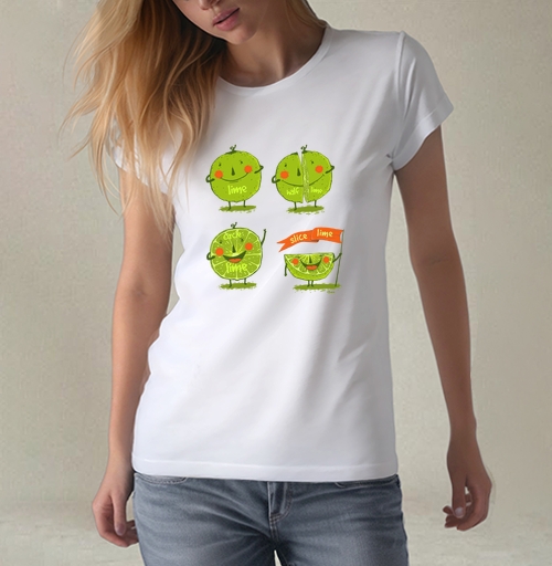 Фотография футболки Лайм в разных видах нарезки Lime in Different Cuts