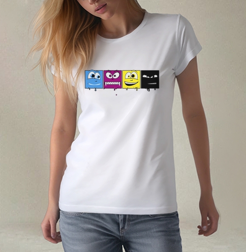 Фотография футболки CMYK faces / Лица CMYK