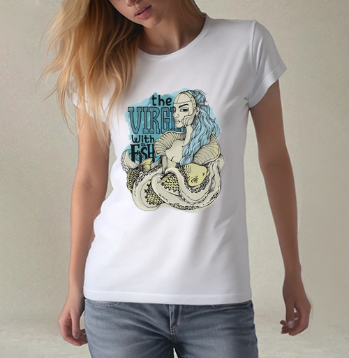 Фотография футболки Virgin with a fish / Дева с рыбой