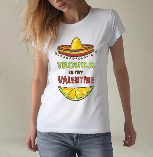 Фотография футболки Открытка «Tequila is my Valentine» с юмором